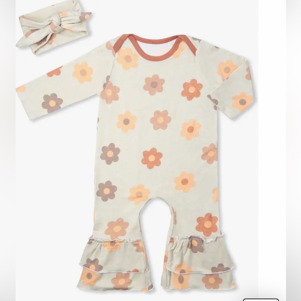 Baby Grey by Everly Grey Daisy Romper and Head Wrap